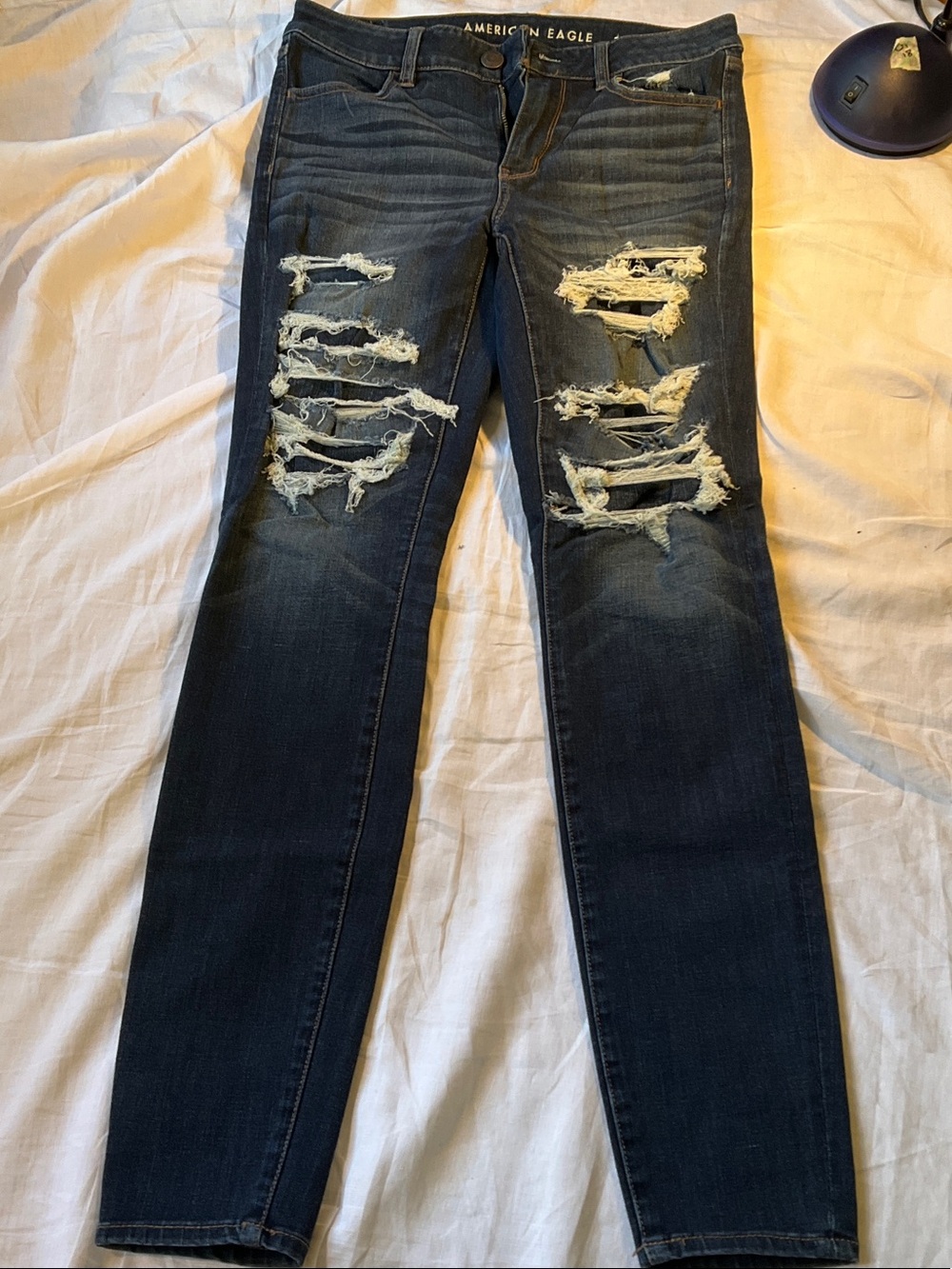 American Eagle Blue Ripped Skinny Jeans